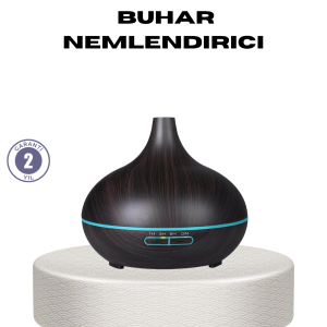 550 ml Ultrasonik Uçucu Yağ Difüzörü 7 Renk LED Işıklı ve Zaman Ayarlı