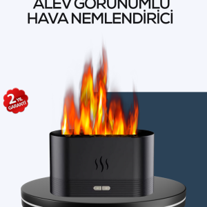 Aromatik Oda Kokusu Difüzörü Alev Tasarımlı LED Işıklı Nemlendirici