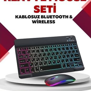 Bluetooth 5.3 Destekli Şarjlı Taşınabilir Klavye + Mouse Kombinasyonu