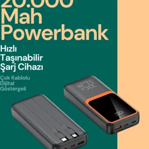 Taşınabilir Şarj Cihazı 20000 mAh | 22.5W Hızlı Şarj + Dijital Ekran + Kablo Dahil