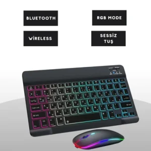 Türkçe Q Klavye Düzenli RGB Kablosuz Klavye Mouse Set