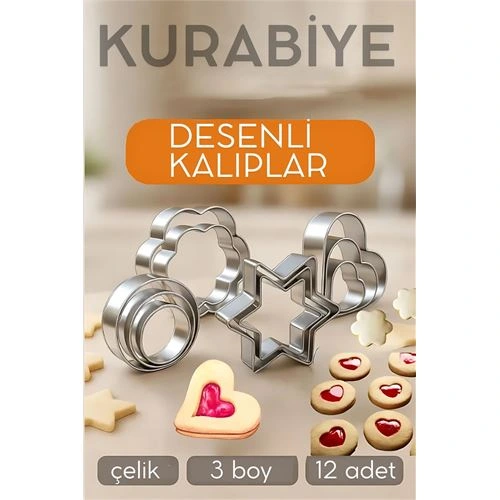 12'li Kurabiye Kalıbı Seti Profesyonel Şef Paslanmaz Çelik  | Mutfak Sanatınızın Vazgeçilmezi 722519