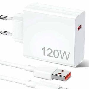 120W Şarj Aleti Hızlı Çift Turbo Şarj Aleti Seti Beyaz