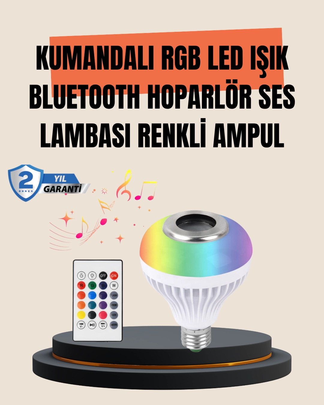12W LED Ampul – Renkli Işık ve Dahili Hoparlör Özellikli 1 12W LED Ampul – Renkli Işık ve Dahili Hoparlör Özellikli
