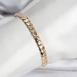 14K Gold Renk Kaplama Ezme Zincir Model Kadın Bileklik