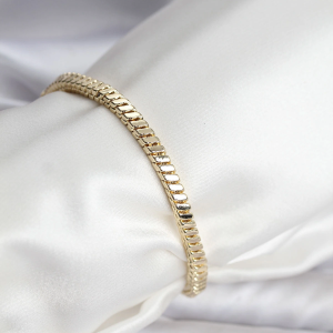 14K Gold Renk Kaplama Kare Zincir Model CM Kadın Bileklik