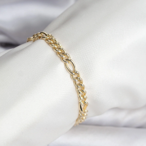 14K Gold Renk Kaplama Lazerli Zincir Model CM Kadın Bileklik