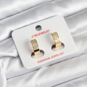 14K Gold Renk Kaplama Zirkon Taşlı Halka CM Kadın Küpe