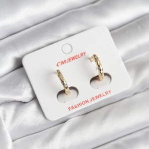 14K Gold Renk Kaplama Zirkon Taşlı Halka Model CM Kadın Küpe