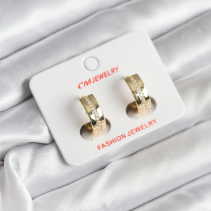 14K Gold Renk Kaplama Zirkon Taşlı Halka Model CM Kadın Küpe
