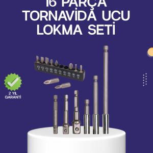 16 Parça Bits ve Adaptör Seti Vidalama Tamir Bakım Seti