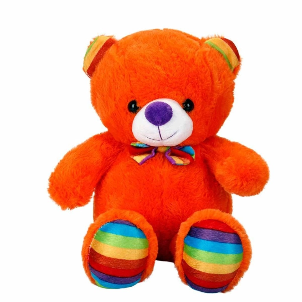 2962 Oturan Kurdeleli Renkli Peluş Ayı 30 cm -