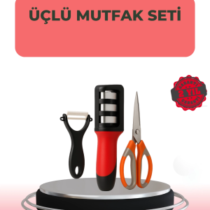 3 Parçalı Çok Fonksiyonlu Mutfak Makas Seti – Paslanmaz Çelik, Ergonomik Tasarım