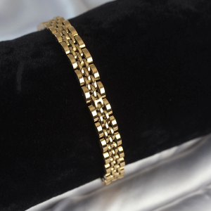316L Çelik 7 mm Kalınlıkta Gold Renkli Erkek Bileklik