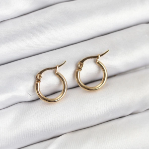 316L Çelik Gold Renk 12 mm Halka Kadın Küpe