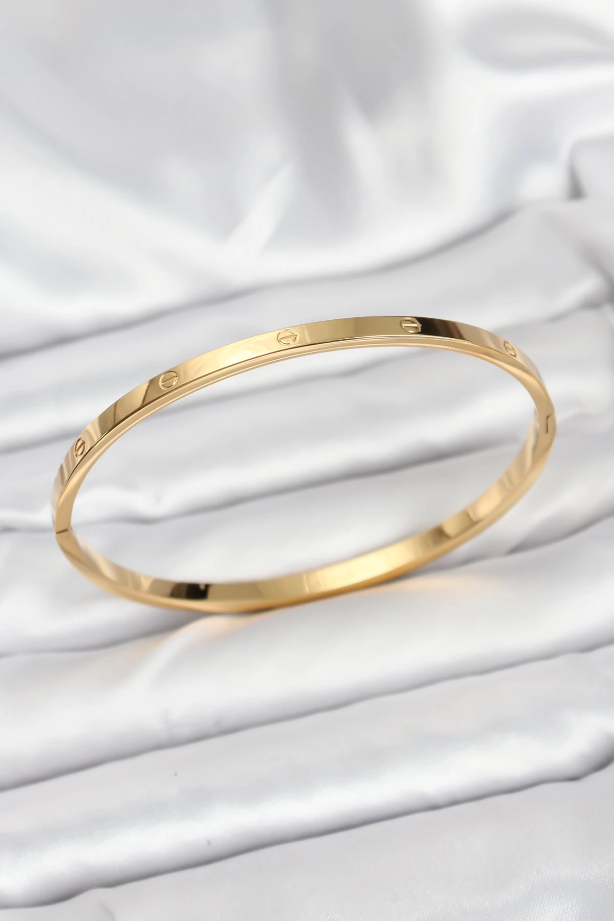 316L Çelik Gold Renk 65 mm İnce Kadın Kelepçe Bileklik
