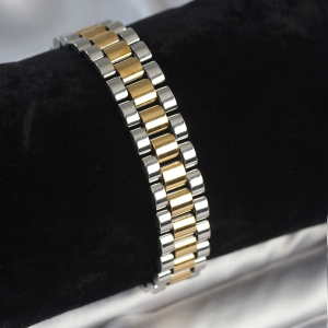 316L Çelik Gold ve Gümüş Renk 12 mm Kalınlık Erkek Bileklik