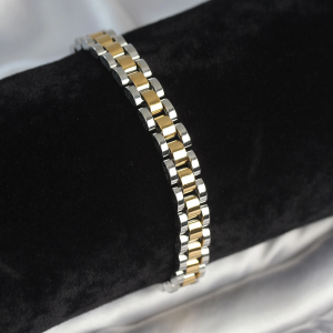 316L Çelik Gold ve Gümüş Renk 7 mm Kalınlık Erkek Bileklik