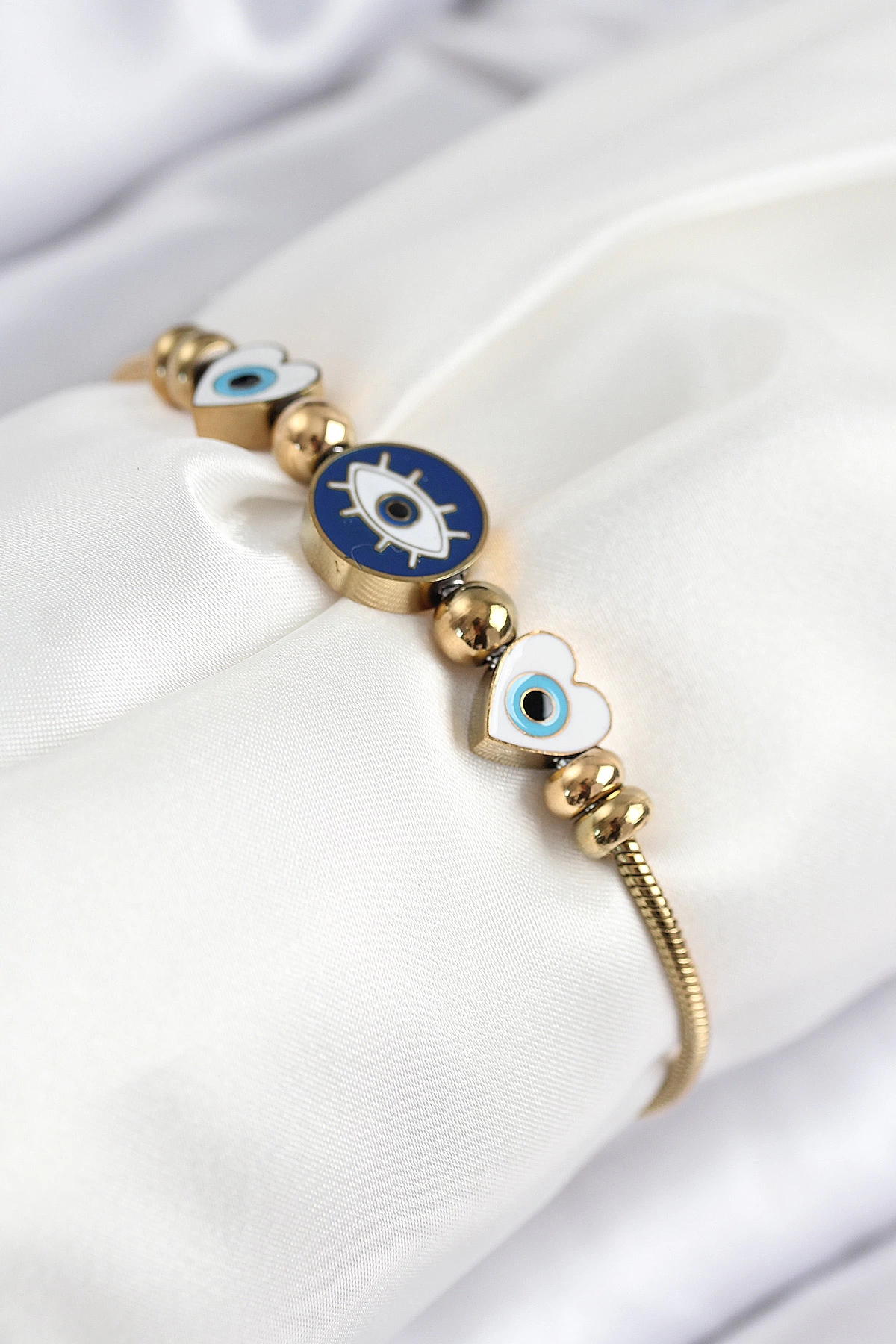 316L Çelik Göz Charm Model Gold Renk Kadın Bileklik 1 316L Çelik Göz Charm Model Gold Renk Kadın Bileklik