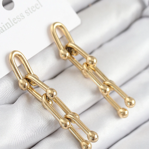 316L Çelik Sallantılı Tifany Model Gold Renk Kadın Küpe