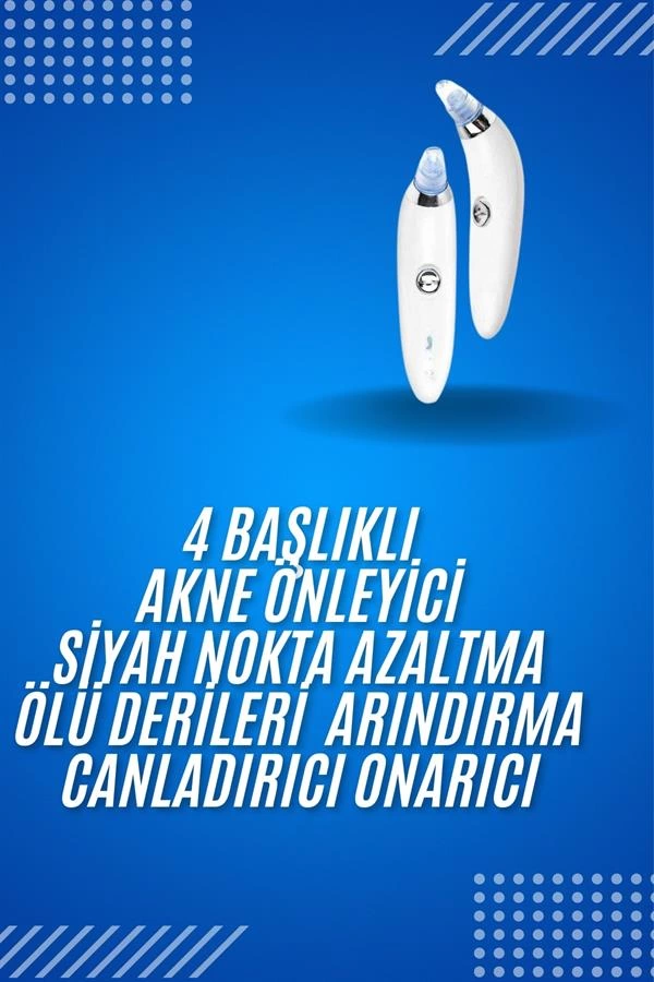 4 Başlıklı Pilli Vakumlu Siyah Nokta Temizleyici Akne Ve Sivilce Önleyici 1 4 Başlıklı Pilli Vakumlu Siyah Nokta Temizleyici Akne Ve Sivilce Önleyici