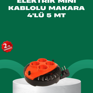 5 Metre Kablolu 4’lü Kırmızı Priz Makara