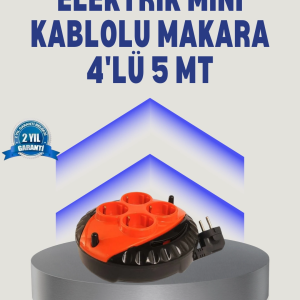 5 Metre Uzatma Kablolu 4 Prizli Makara Kırmızı