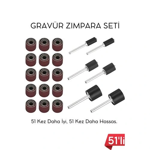 51'li Mini Zımpara Gravür Seti Dremel Ucu: Profesyonel Taşlama, Parlatma ve Şekillendirme Aleti 722510