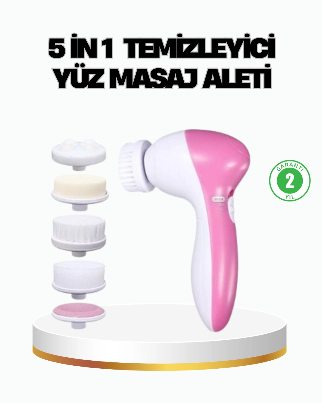 5’i 1 Arada Yüz Temizleme Cihazı – Masaj, Fırça, Peeling ve Krem Uygulama Aparatlı 1 5’i 1 Arada Yüz Temizleme Cihazı – Masaj, Fırça, Peeling ve Krem Uygulama Aparatlı