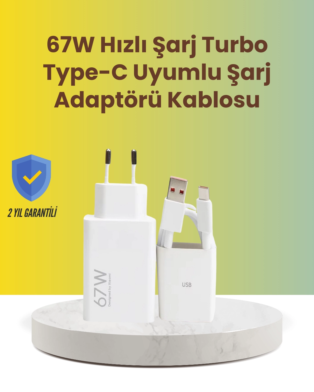 67W Hızlı Şarj Adaptörü ve Veri Aktarım Özellikli Type-C Kablo Seti 1 67W Hızlı Şarj Adaptörü ve Veri Aktarım Özellikli Type-C Kablo Seti