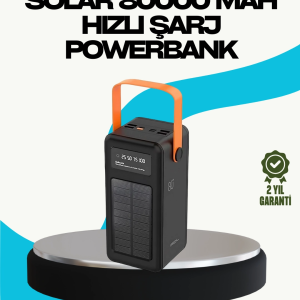 80000 mAh Güneş Enerjili Powerbank 4 Kablolu Type C Lightning Micro USB