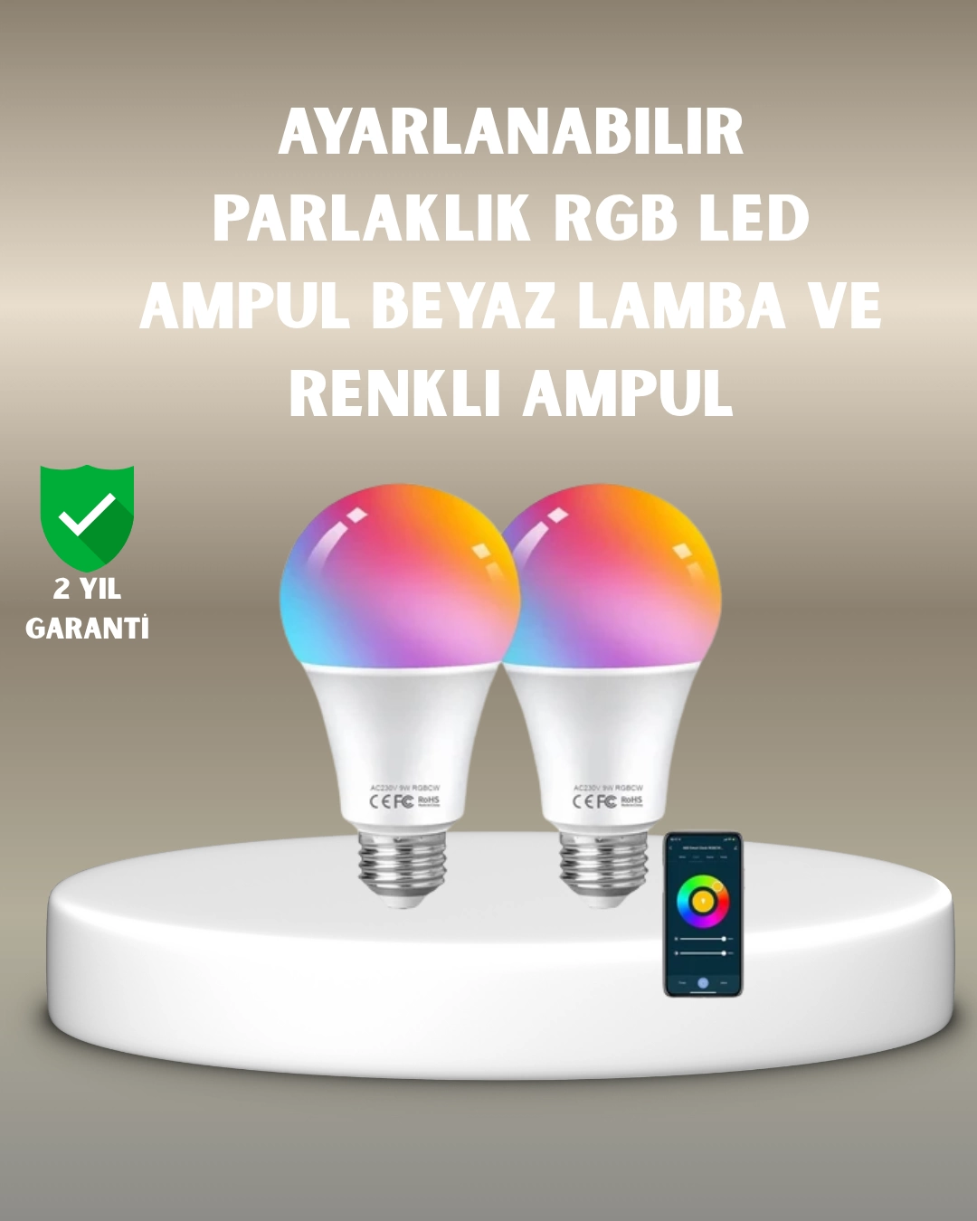 Akıllı 9W RGBW LED Ampul, tasaruflu romantik ışıklı 1 Akıllı 9W RGBW LED Ampul, tasaruflu romantik ışıklı