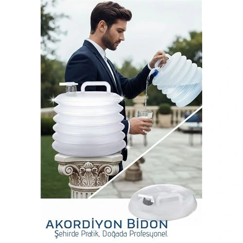 Akordiyon Bidon - Katlanabilir Lüks Su Taşıma Ünitesi | 10L Şeffaf Tasarım 722568