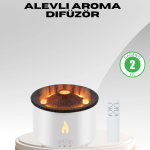 Alev Efektli Aromaterapi Difüzörü – 360 ml Su Hazneli, Sessiz ve Zaman Ayarlı