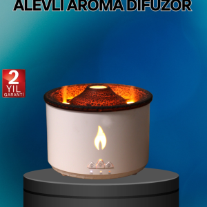 Alev Efektli Buhar Makinesi – Aromaterapi, Nemlendirme ve Işık Modlu Tasarım