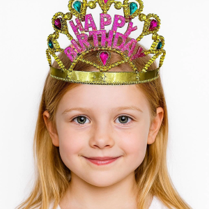 Altın Renk Happy Birthday Yazılı Doğum Günü Tacı 60 cm