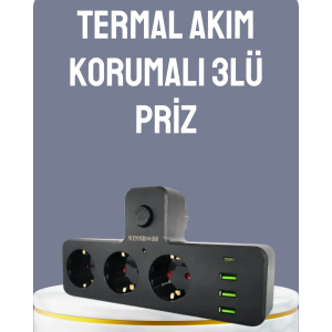Anahtarlı Çoklu Priz 3 USB 1 Type-C Hızlı Şarj Destekli