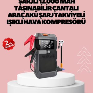 Araç İçin 4 Fonksiyonlu Akü Takviye ve Lastik Şişirme Cihazı