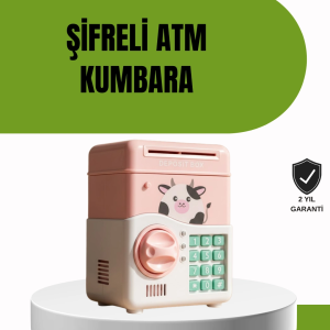 ATM Tasarımlı Pembe Işıklı Sesli Çocuk Kumbarası