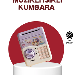 ATM Tasarımlı Şifreli Işıklı Çocuk Kumbarası Mor