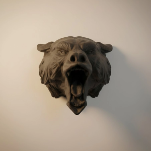 Ayı Tasarım Siyah 3D Duvar Heykeli