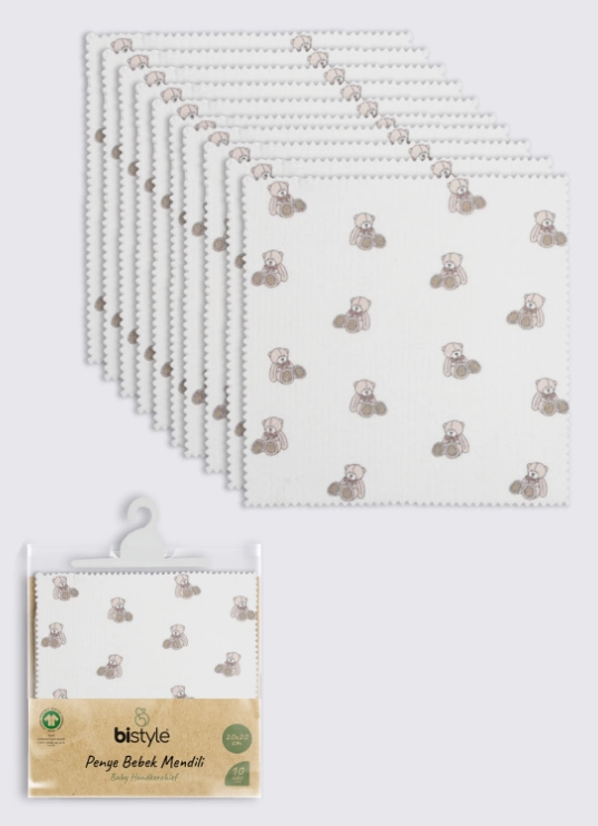 Bear 20x20 10'Lu Penye Mendil 90162 Ekru 1 Bear 20x20 10'Lu Penye Mendil 90162 Ekru