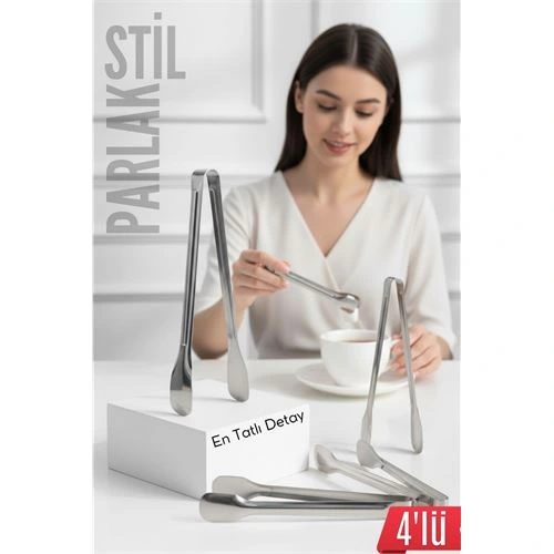 Çelik 4'lü Şeker Maşası 13 CM | Buz, Limon ve Küp Şeker Servis Maşası 722528