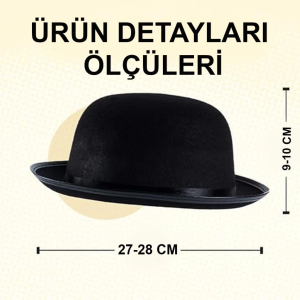 Stil Çocuk Şapkası – Siyah Melon Parti Şapkası