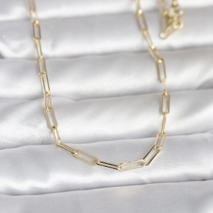 CM 14K Gold Renk Ataç Zincirli Model 60 cm Kadın Kolye