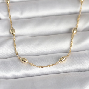 CM 14K Gold Renk Burgu Zincirli Damla Topçuk Model 45 cm Kadın Kolye