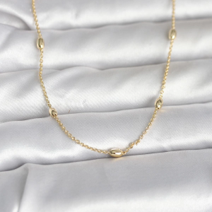 CM 14K Gold Renk Damla Topçuk Model Zincirli 60 cm Kadın Kolye