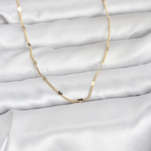 CM 14K Gold Renk Ezme Kalp Detaylı 60 cm Zincir Kadın Kolye