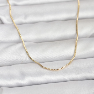 CM 14K Gold Renk İnce Kare Zincirli Model 60 cm Kadın Kolye