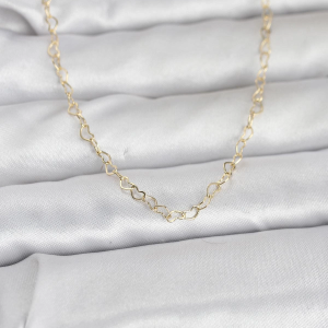 CM 14K Gold Renk Kalp Zincirli 60 cm Kadın Kolye